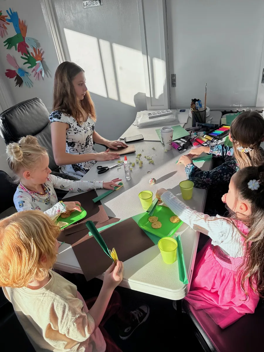 Children enjoying a creative activity at church